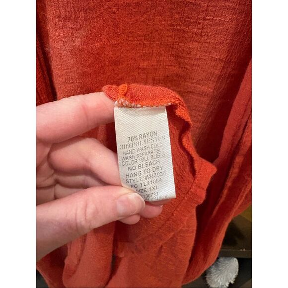 Umgee Orange Embroidered Floral Kimono Duster Plus Size 1X - Picture 5 of 5